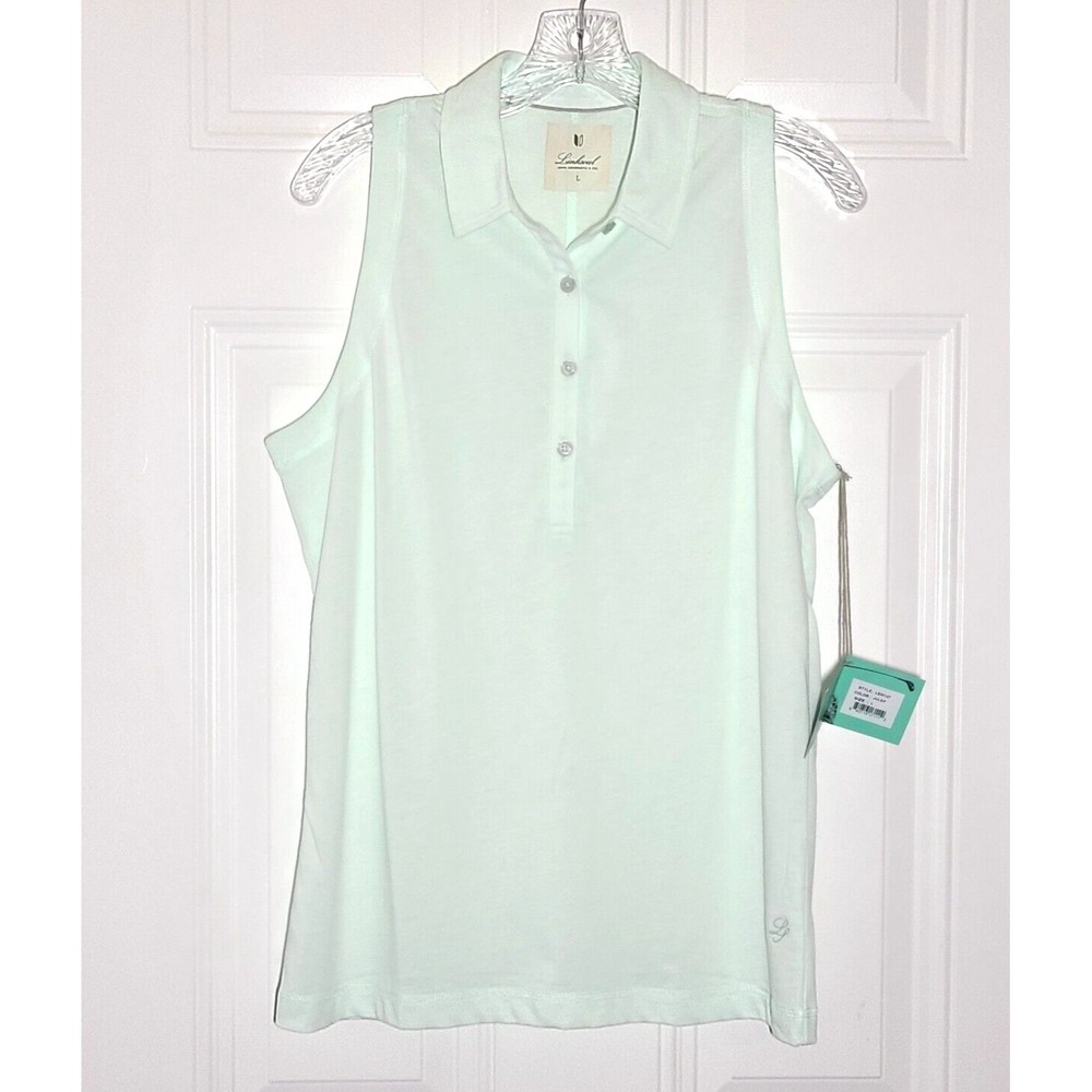 Linksoul NWT Top Womens Large Mint Julep Golf Tank Back Buttons John Ashworth